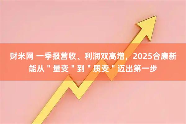 财米网 一季报营收、利润双高增，2025合康新能从＂量变＂到＂质变＂迈出第一步