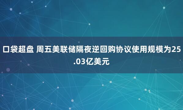 口袋超盘 周五美联储隔夜逆回购协议使用规模为25.03亿美元